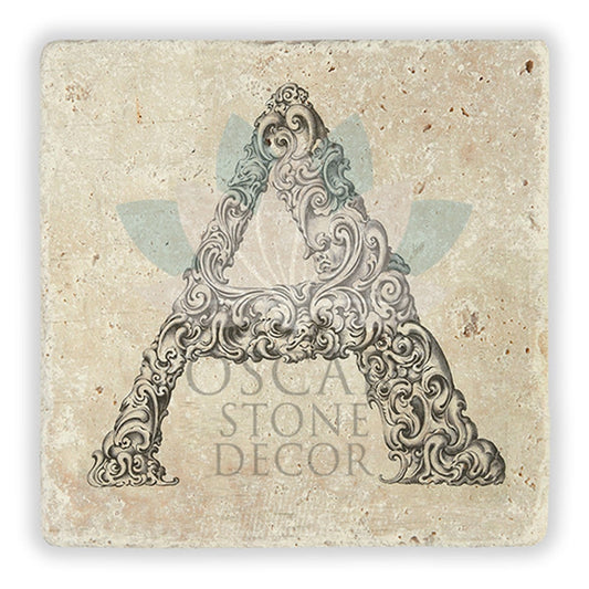 LETTER A SINGLE NATURAL STONE COASTER / BA-A1 (COASTER)