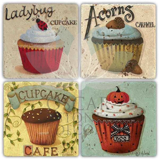 ACORNS MUFFIN 4-Piece NATURAL STONE COASTERS / BA267 (COASTER)