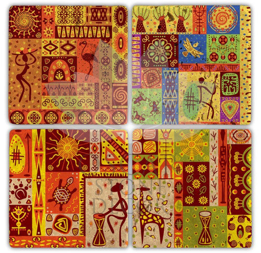 AFRICAN 4-Piece NATURAL STONE COASTERS / BA150 (COASTER)