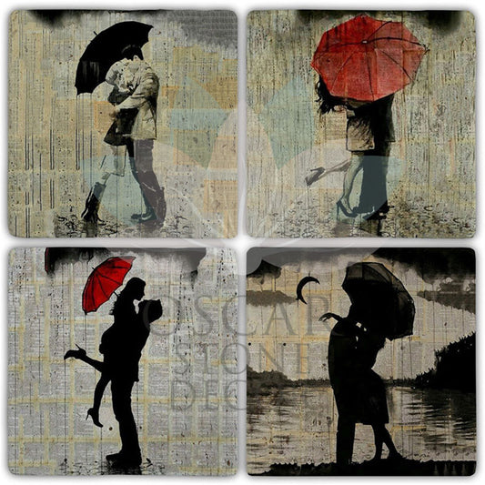 LOVE RAIN 4-Piece NATURAL STONE COASTERS / BA428 (COASTER)