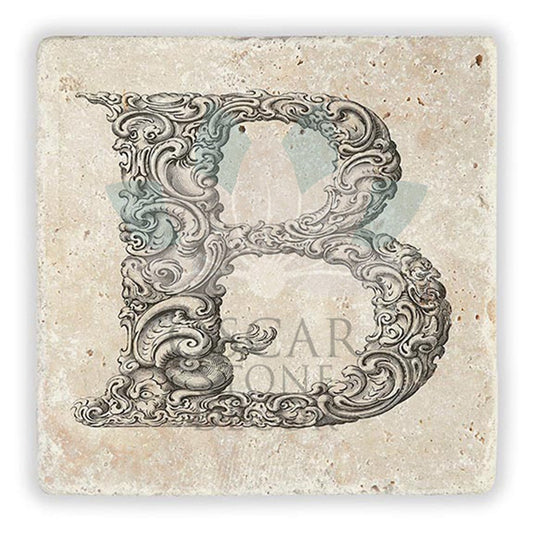 LETTER B SINGLE NATURAL STONE COASTER / BA-B1 (COASTER)