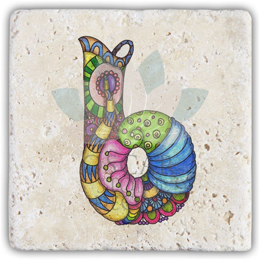 LETTER B SINGLE NATURAL STONE COASTER / BA-B5 (COASTER)