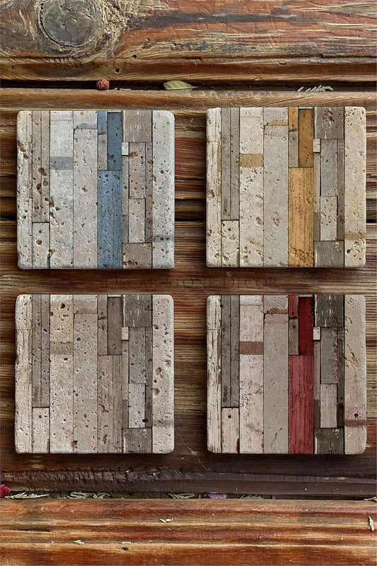 Printed Natural Stone Coasters Set of 4 Pattern Tile