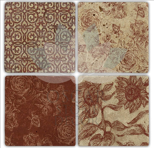 BEIGE 4-Piece NATURAL STONE COASTERS / BA202 (COASTER)