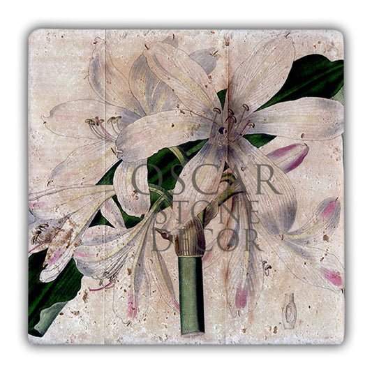 WHITE LILY NATURAL STONE WALL DECOR / DD24 (WALL DECOR)