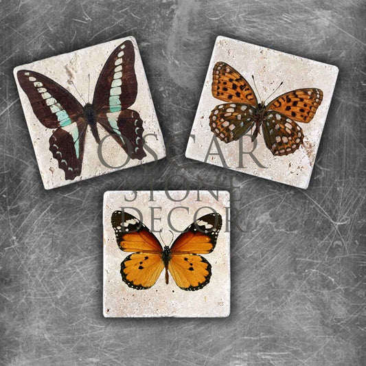 BUTTERFLY 2 NATURAL STONE MAGNET SET / MG-071