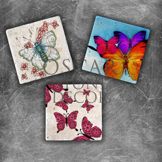 BUTTERFLY NATURAL STONE MAGNET SET / MG-067