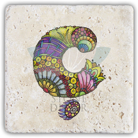 LETTER Ç SINGLE NATURAL STONE COASTER / BA-Ç5 (COASTER)