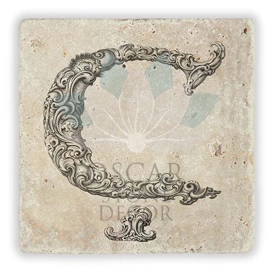 LETTER Ç SINGLE NATURAL STONE COASTER / BA-Ç1 (COASTER)