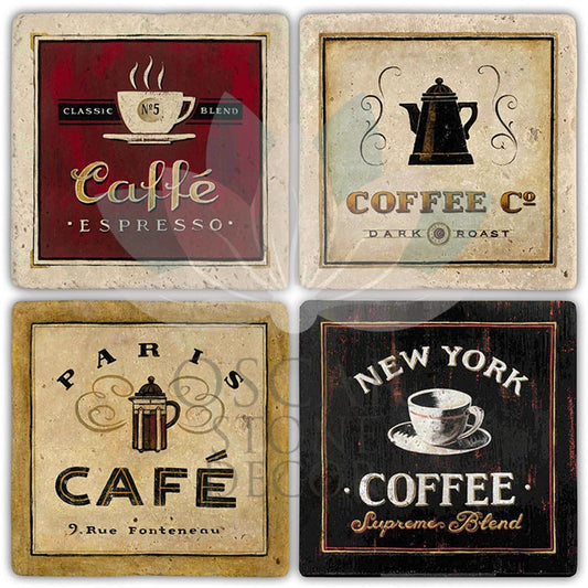 CAFE TABLES 4-Piece NATURAL STONE COASTERS / BA370 (COASTER)