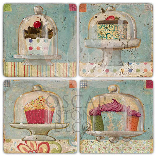 CAKE IN FANUS 4-Piece NATURAL STONE COASTERS / BA519 (COASTER)