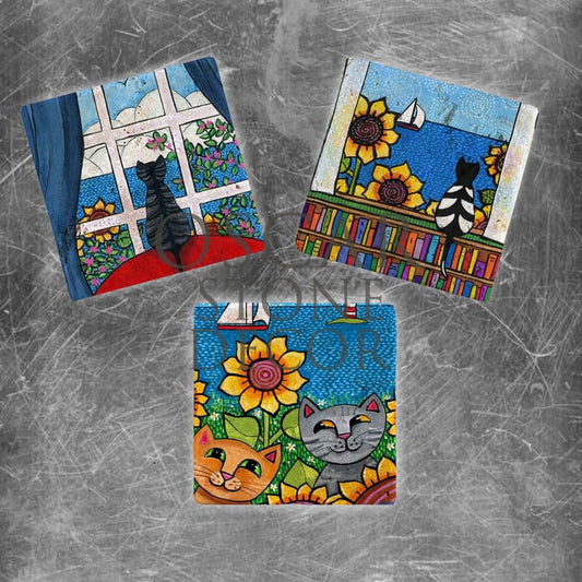CAT COLOR NATURAL STONE MAGNET SET / MG-007
