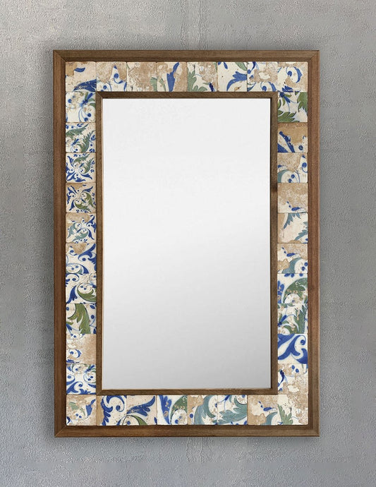 FRAMED VINTAGE MOSAIC NATURAL STONE MIRROR / AYN-111