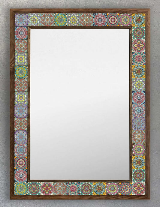 FRAMED MOSAIC NATURAL STONE MIRROR / AYN-091
