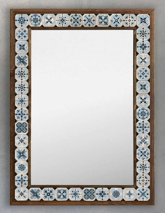 FRAMED MOSAIC NATURAL STONE MIRROR / AYN-099