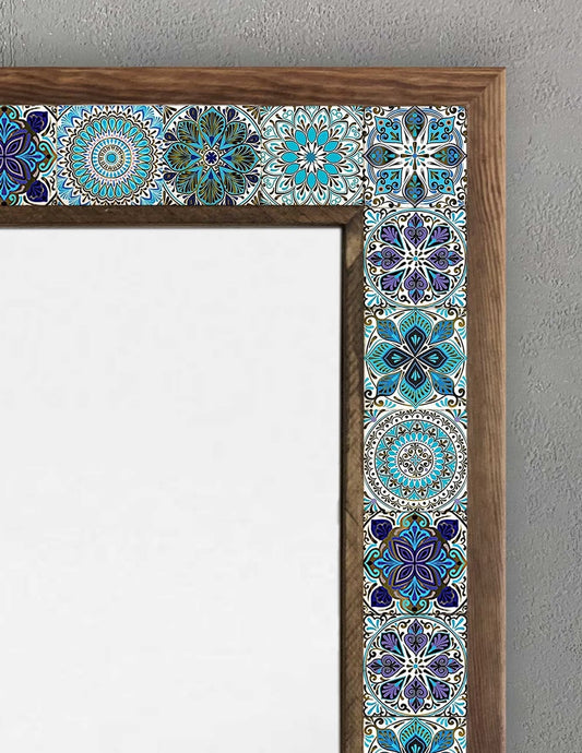 FRAMED PATTERN MOSAIC NATURAL KITCHEN MIRROR / AYN-095