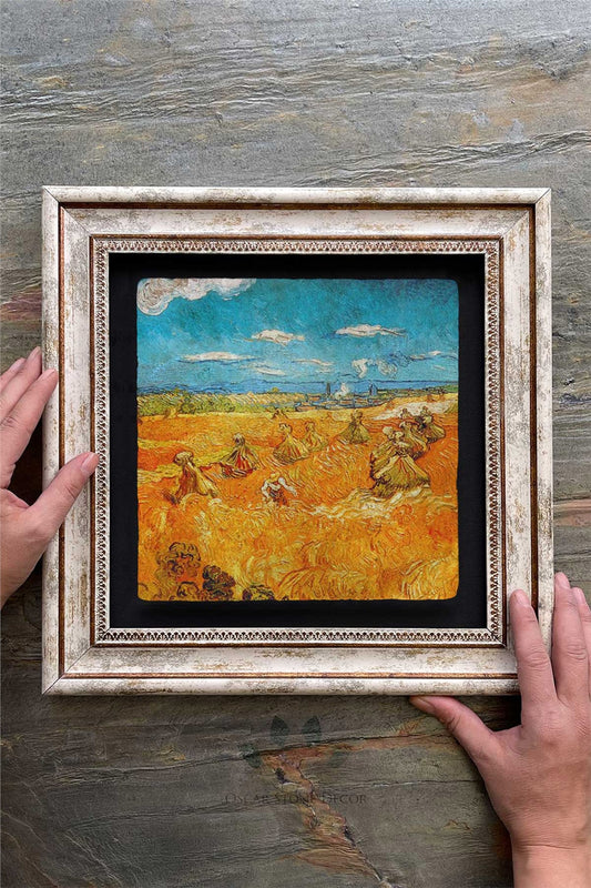 Framed Painting Stone Wall Decor 12" x 12" Van Gogh Painting