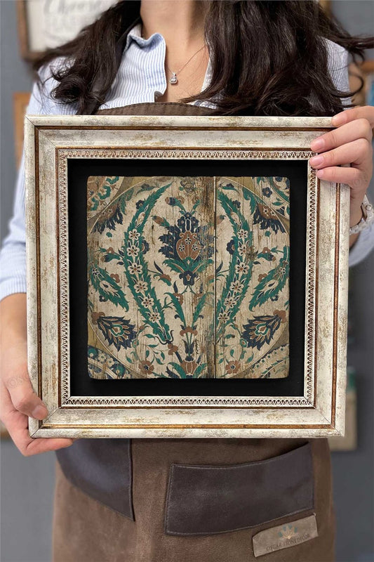 Framed Painting Stone Wall Decor 12" x 12" Antique Door Painting