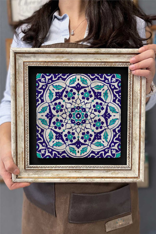 Framed Painting Stone Wall Decor 12" x 12" Ceramic Tile Drawing
