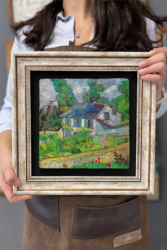 Framed Painting Stone Wall Decor 12" x 12" Van Gogh Painting