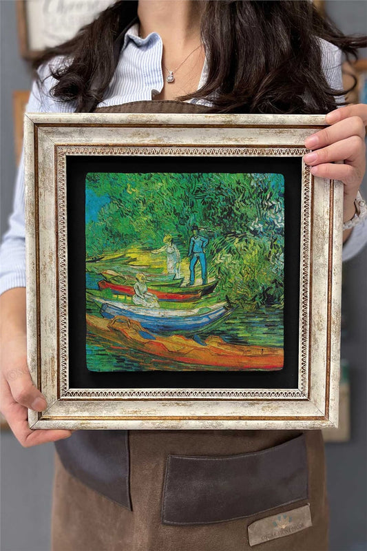 Framed Painting Stone Wall Decor 12" x 12" Van Gogh Painting