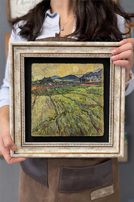 Framed Painting Stone Wall Decor 12" x 12" Van Gogh Painting