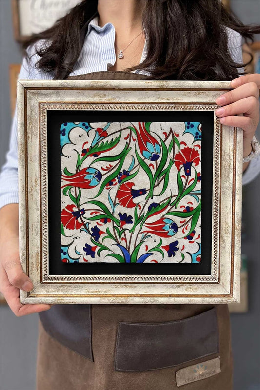 Framed Painting Stone Wall Decor 12" x 12" Tile Drawing Custom Painting