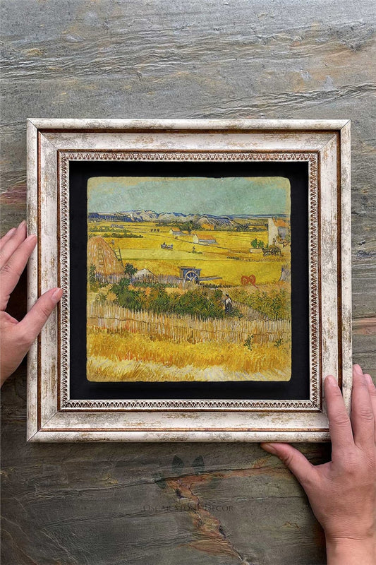 Framed Painting Stone Wall Decor 12" x 12" Van Gogh Painting