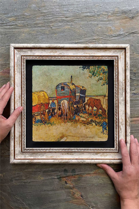 Framed Painting Stone Wall Decor 12" x 12" Van Gogh Painting