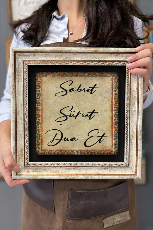 Framed Painting Stone Wall Decoration 12" x 12" Be Patient Be Thankful Pray