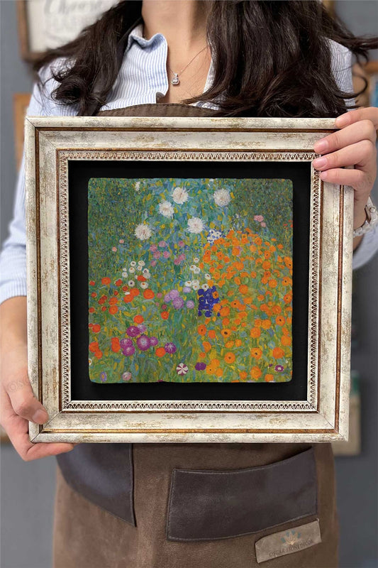 Framed Painting Stone Wall Decor 12" x 12" Gustav Klimt Painting
