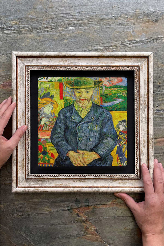 Framed Painting Stone Wall Decor 12" x 12" Van Gogh Painting