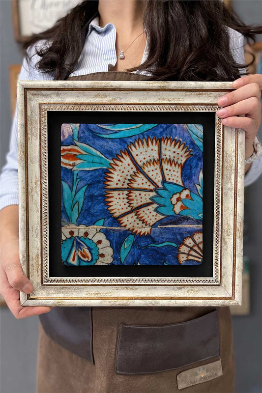 Framed Painting Stone Wall Decor 12" x 12" Ceramic Tile Designed Porcelain Pattern