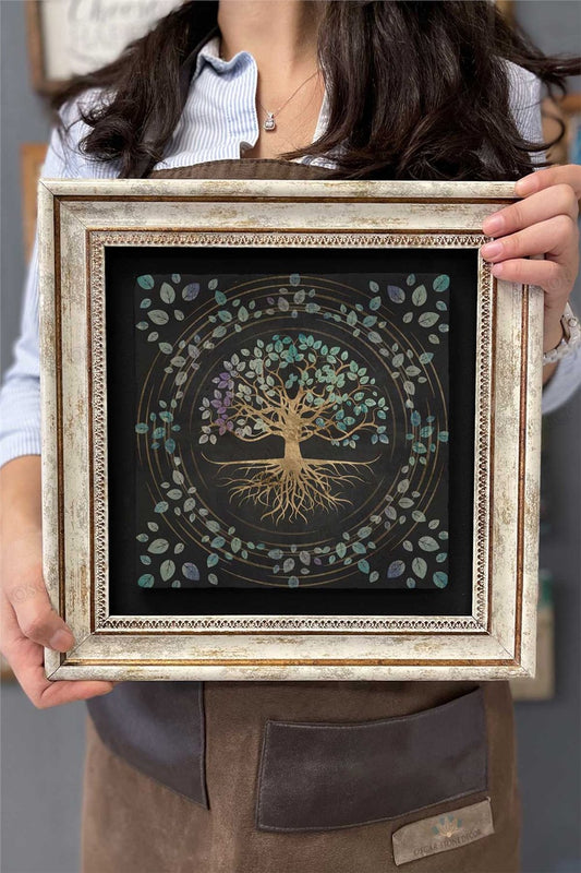 Framed Painting Stone Wall Decor 12" x 12" Tree of Life Painting