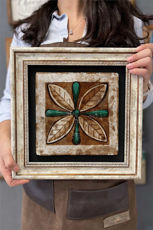 Framed Painting Stone Wall Decor 12" x 12" Ceramic Tile Designed Porcelain Pattern