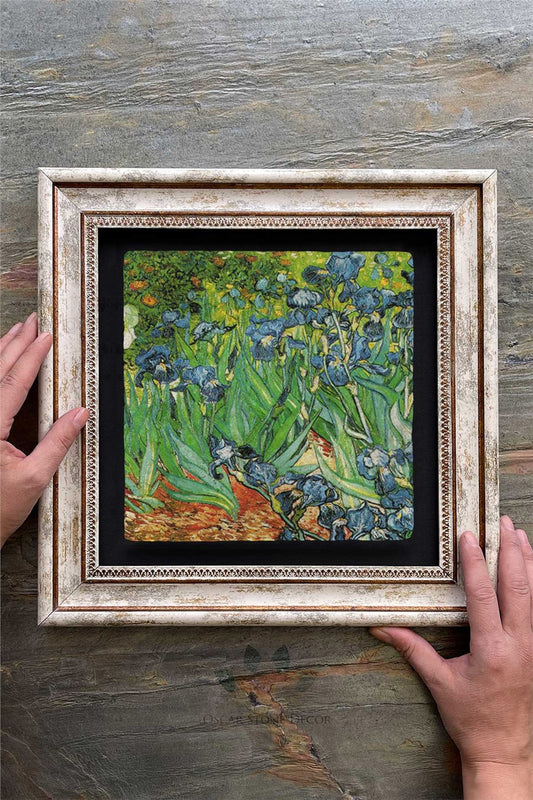 Framed Painting Stone Wall Decor 12" x 12" Van Gogh Painting