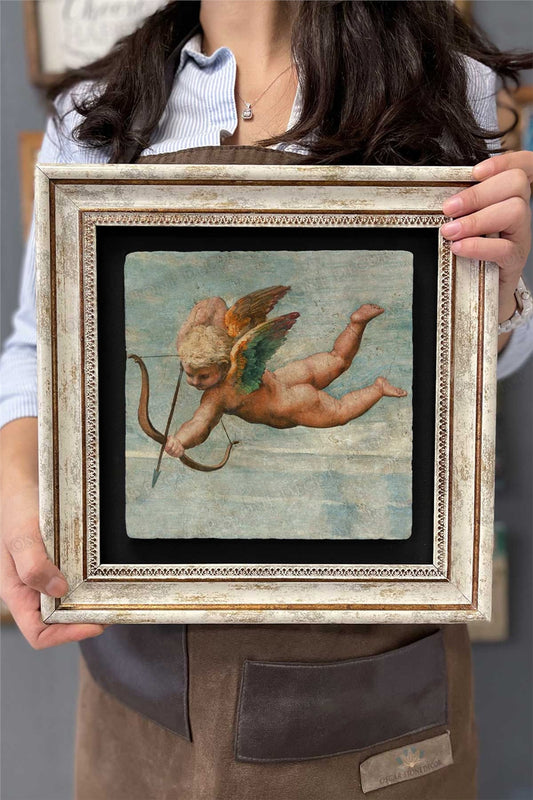 Framed Painting Stone Wall Decor 12" x 12" Angel Painting