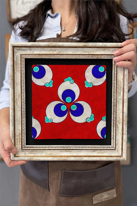 Framed Painting Stone Wall Decor 12" x 12" Ceramic Tile Drawing