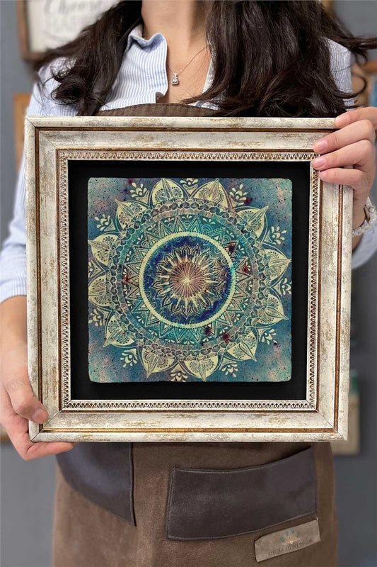Framed Painting Stone Wall Decor 12" x 12" Antique Painting