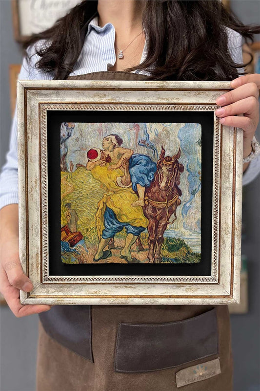 Framed Painting Stone Wall Decor 12" x 12" Van Gogh Painting