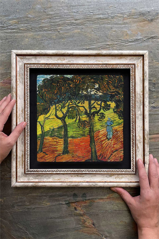 Framed Painting Stone Wall Decor 12" x 12" Van Gogh Painting