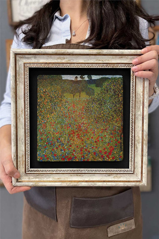 Framed Painting Stone Wall Decor 12" x 12" Gustav Klimt Painting