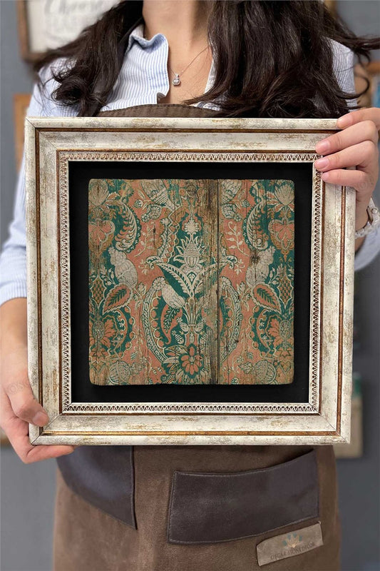 Framed Painting Stone Wall Decor 12" x 12" Antique Door Painting