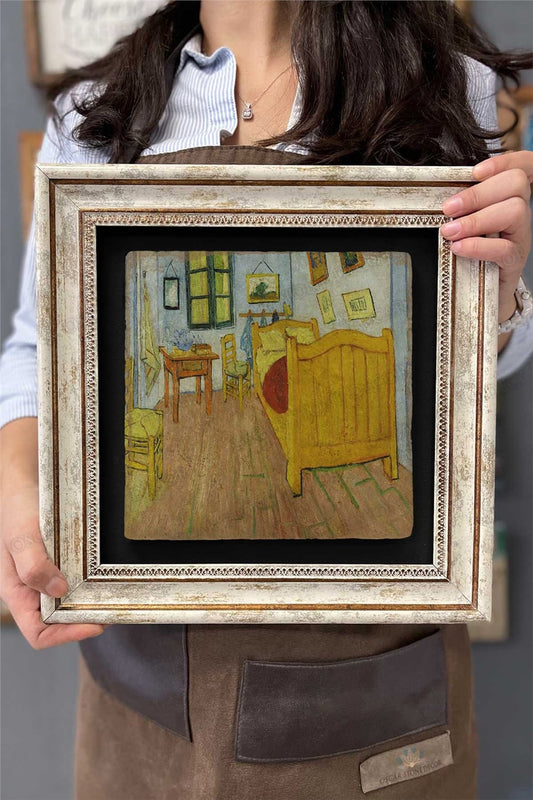 Framed Painting Stone Wall Decor 12" x 12" Van Gogh Room