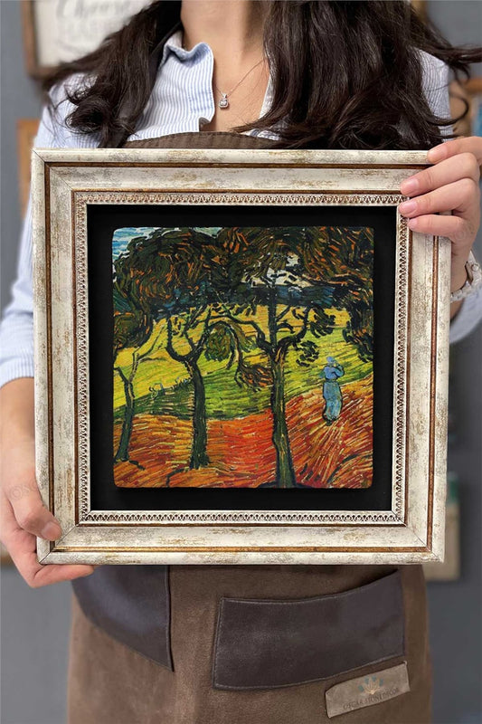 Framed Painting Stone Wall Decor 12" x 12" Van Gogh Painting