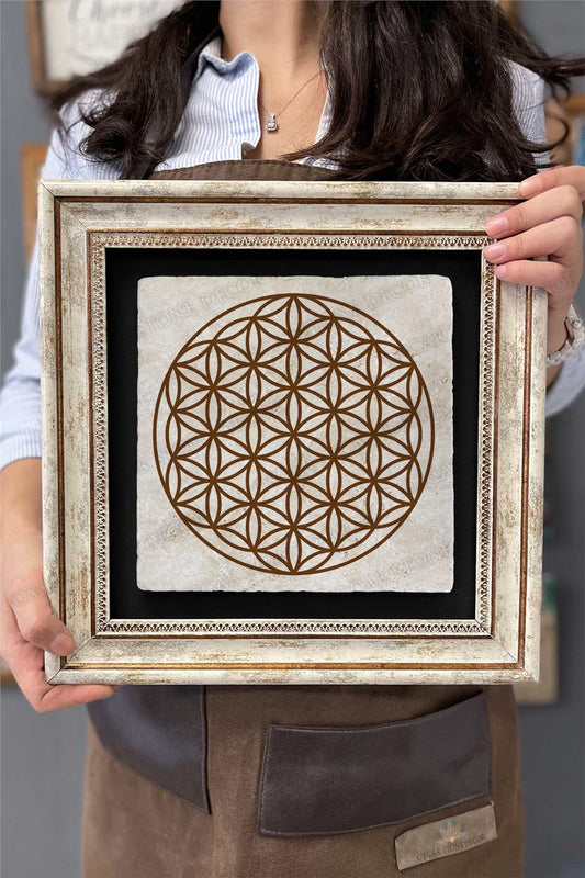 Framed Painting Stone Wall Decor 12" x 12"