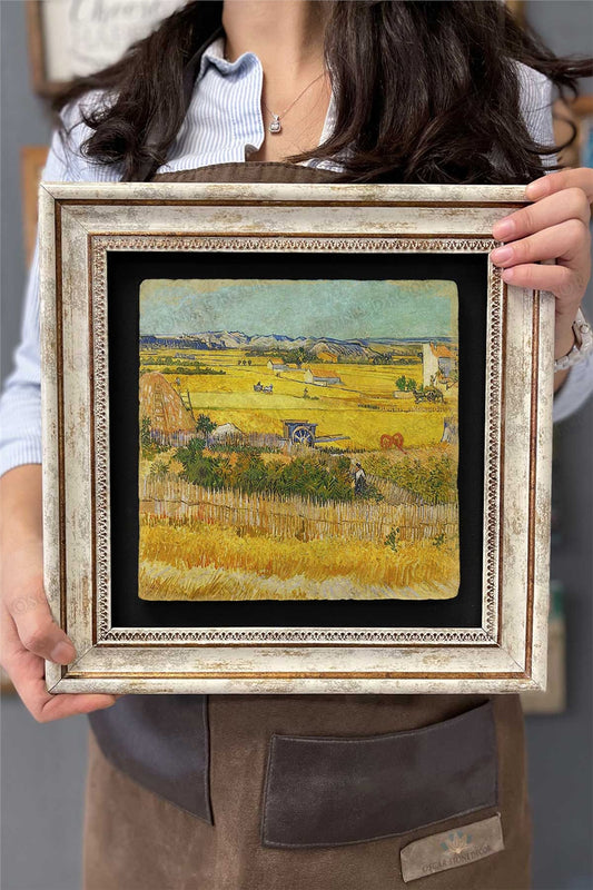 Framed Painting Stone Wall Decor 12" x 12" Van Gogh Painting