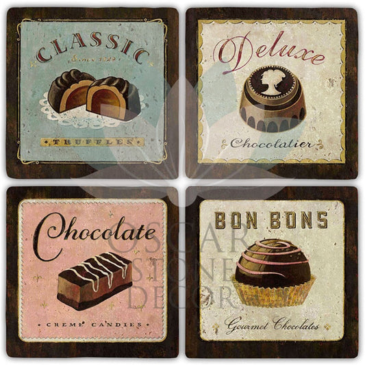 CHOCOLATE 4-Piece NATURAL STONE COASTERS / BA452 (COASTER)