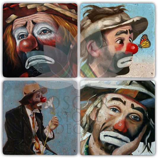 CLOWN 4-Piece NATURAL STONE COASTERS / BA354 (COASTER)