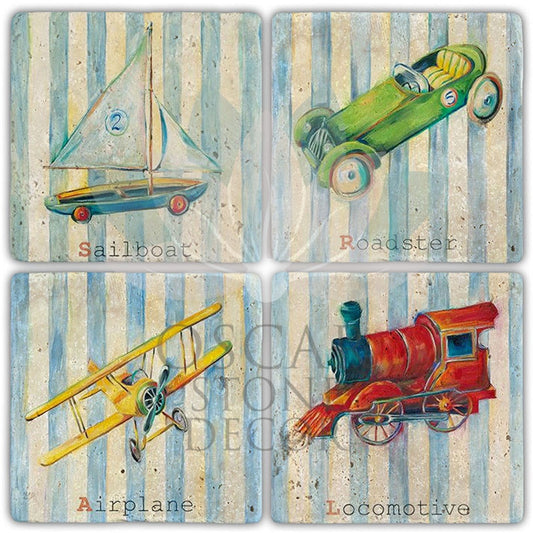 MY CHILD'S ROOM 4-Piece NATURAL STONE COASTERS / BA447 (COASTER)